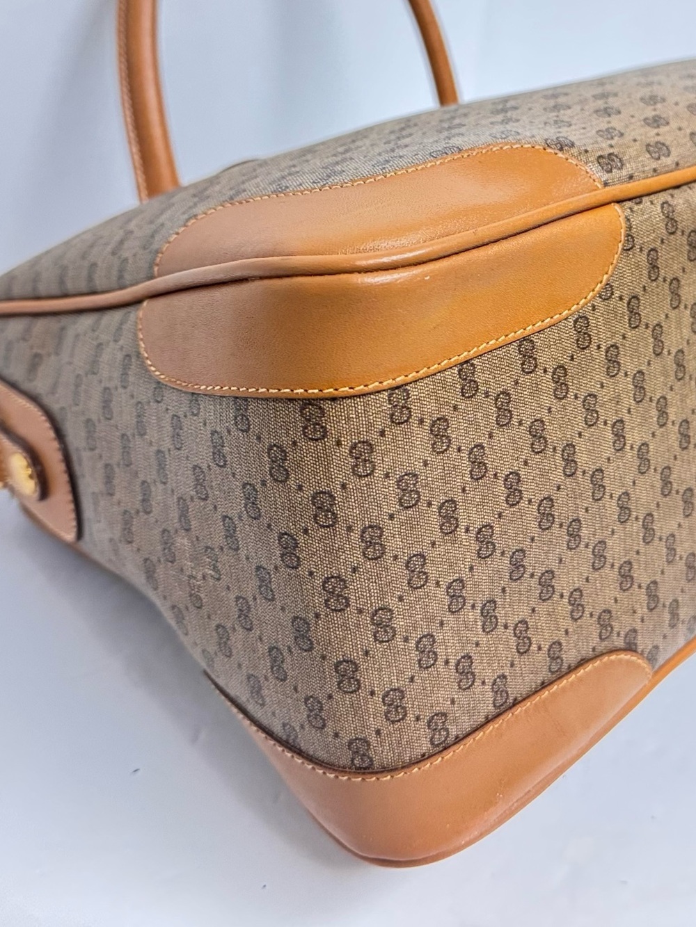 Gucci GG‎ PVC, Leather Trim Top Handle Boston Bag vintage 70's-80's - Picture 3 of 16